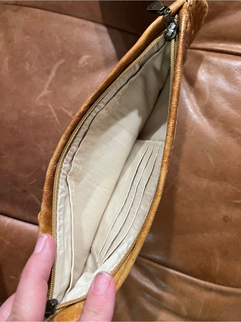 SASH Distressed Leather Sling Bag - Picture 6 of 14